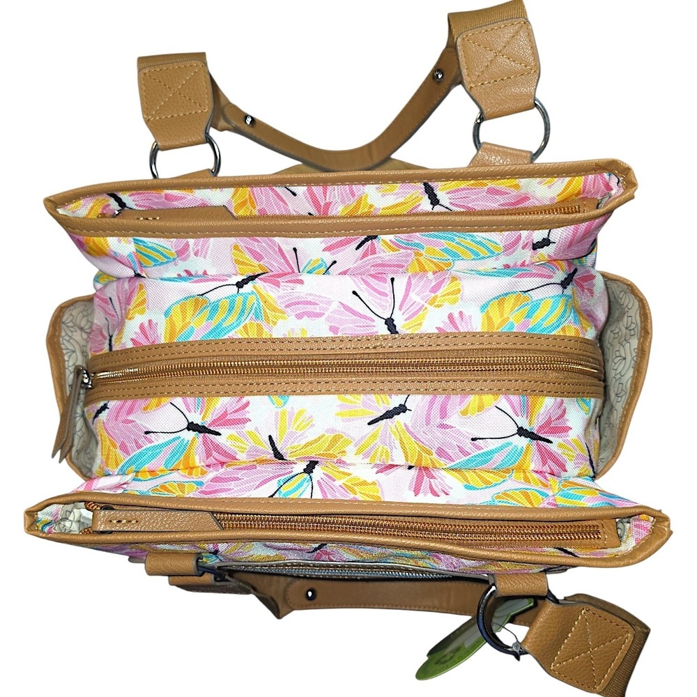 Lily Bloom Landon Satchel Stain Glass Butterfly Recycled Fabric Bag NWT - Picture 4 of 4